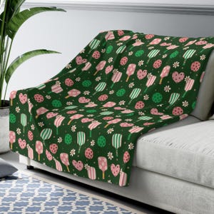 Girly Pickle Ball Sherpa Fleece Blanket Warm Plush Cozy Nights Throw