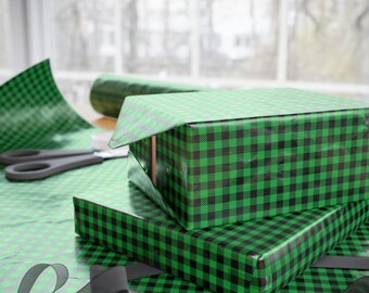 Plaid Wrapping Paper Roll Festive Christmas Party Gift Wrap