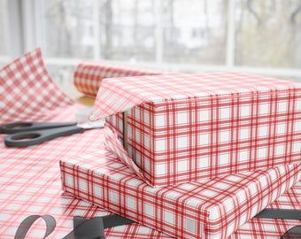 Plaid Wrapping Paper Roll Festive Holiday Party Gift Wrap