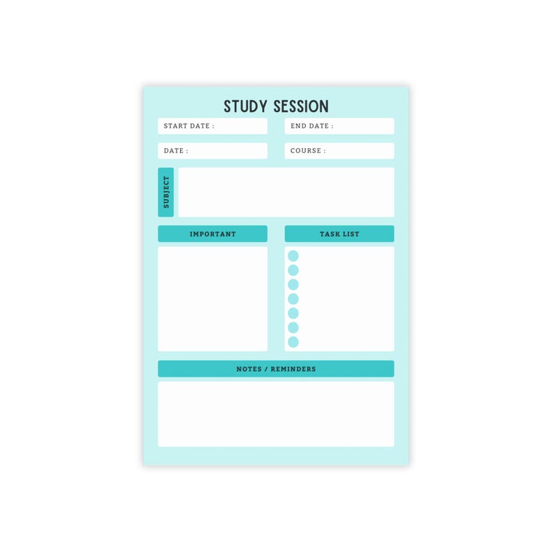 Study Session Notepad Assignment Tracker Sticky Notes Homework Organizer Planner School Supplies image 2