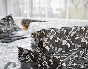Gamer Wrapping Paper Roll Festive Party Gaming Gift Wrap
