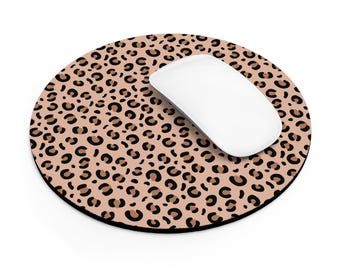 Alfombrilla de ratón con estampado de guepardo, rectangular o redonda, base antideslizante de goma de neopreno duradera.