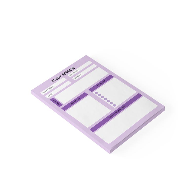 Study Session Notepad Assignment Tracker Sticky Notes Homework Organizer Planner School Supplies image 3