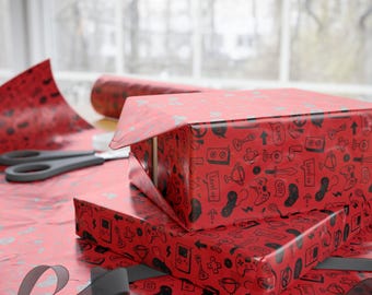 Gamer Wrapping Paper Roll Festive Party Gaming Gift Wrap