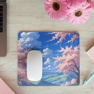 Anime Landscape Mouse Pad Round or Rectangle Shape Neoprene Rubber Non-Slip Base