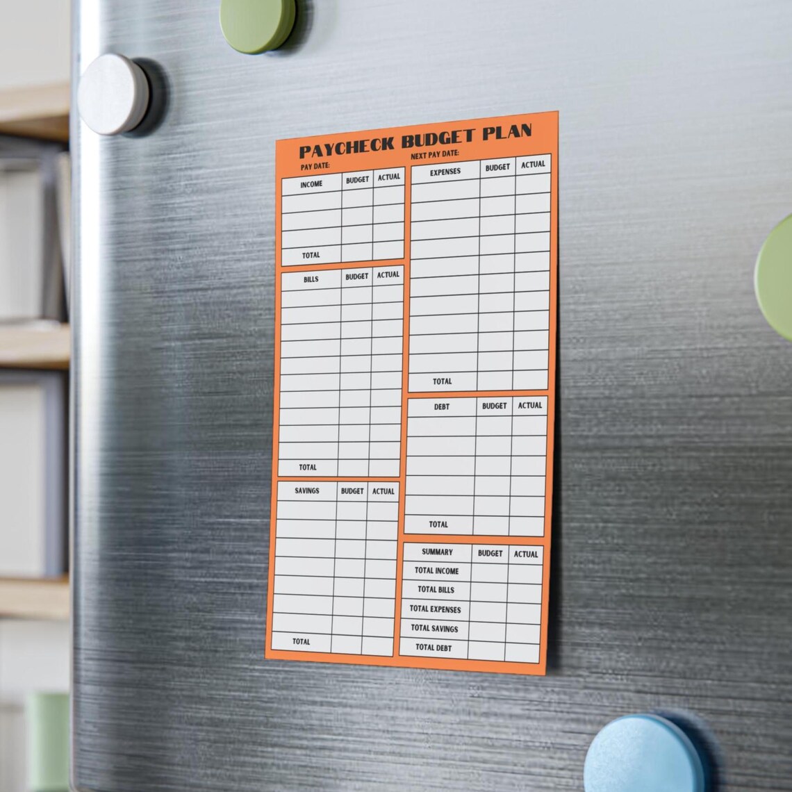 Paycheck Budget Notepad Sticky Notes Pad Income Expenses Money ...
