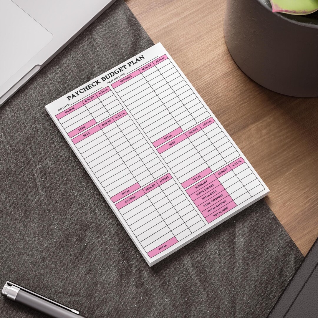 Paycheck Budget Notepad Sticky Notes Income Expenses Money Organizer ...