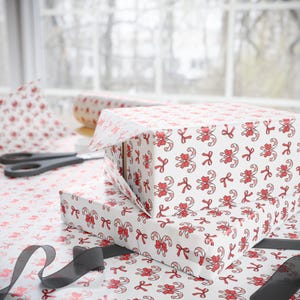 Holiday Candy Cane Bow Wrapping Paper Roll Festive Christmas Gift Wrap