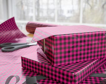 Plaid Wrapping Paper Roll Festive Christmas Party Gift Wrap
