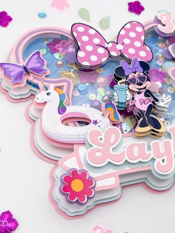 Minnie Mouse Pink Cake Topper, Personalized Cake Topper, Custom Cake Topper - Foto 13