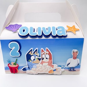 Bluey Beach Party Gable Boxes: Personalized Birthday Favors