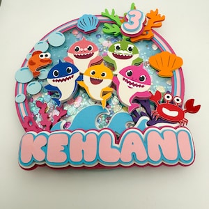 Baby Shark Cake Topper: Personalized 3D Shaker