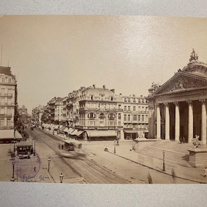 Brussels Stock Exchange and Boulevard 1910, Original Photography Belgium, Vintage Photography, Bruxelles Brussels Anspach Anspachlaan
