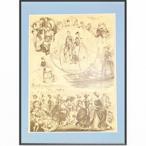 Original 19th-century fashion chart of beach toilets with mount | Vintage swimwear & women&#39;s clothing | Not a reprint.