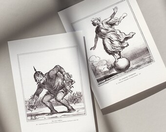 Caricatura di guerra e pace, Europa militare della guerra mondiale, Elmo chiodato Prussia Bismarck, Satira con stampe originali, Litografia di guerra, 2 immagini