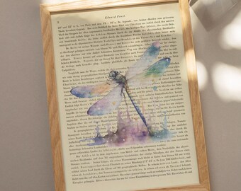 1899 Original Dragonfly Print, Vintage Print, Book Page, Book Page Art Print, Upcycled, Retro Gift, Dragonfly Print, Insect Print