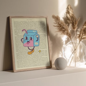 ハッピー ミルク プリント 1899、オリジナルの本のページ、かわいいビンテージ アート、アップサイクルされた歴史、アンティーク本、ユニークなギフト、リビング ルームのポスター、レトロ コミック、