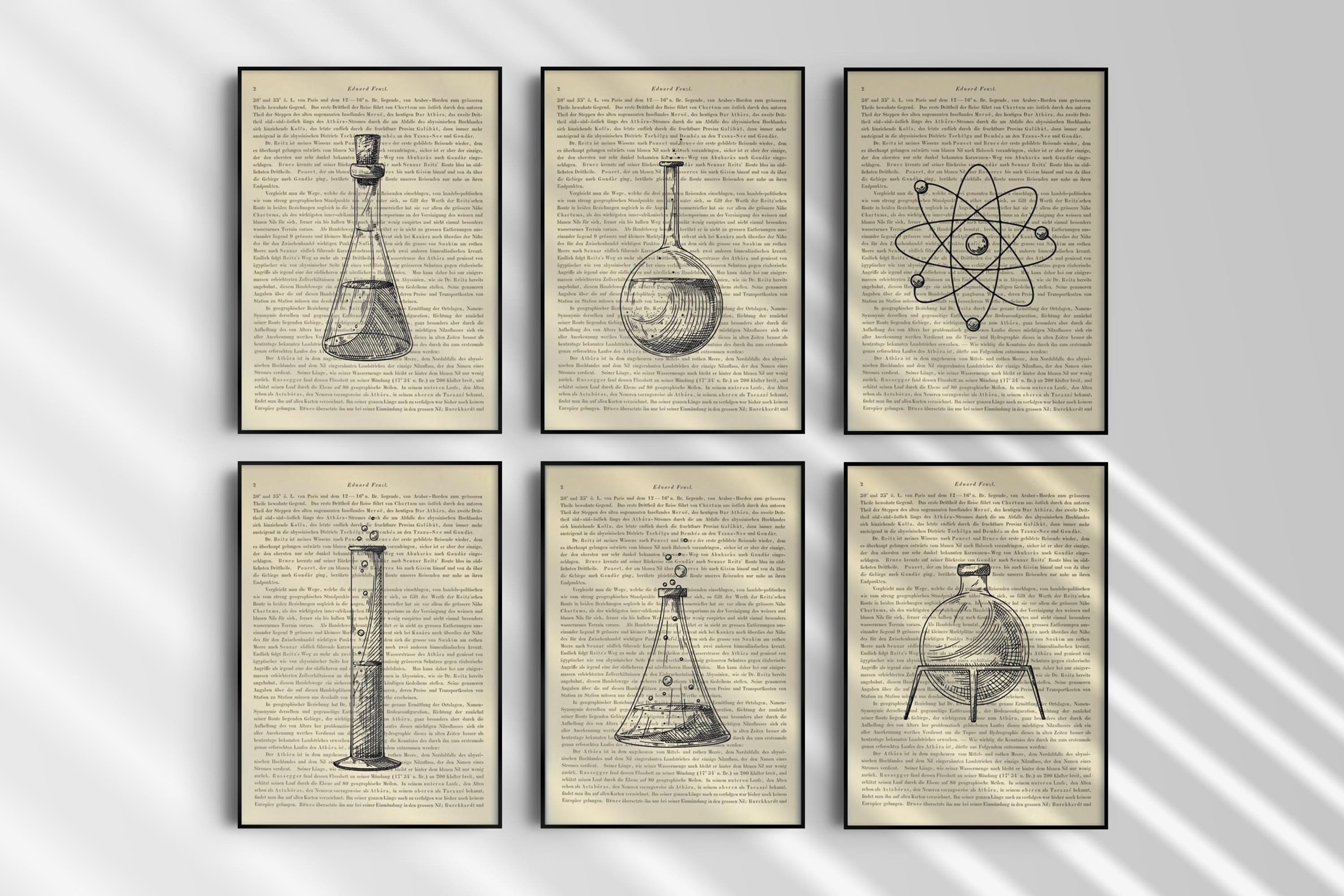 Chemistry Lab Prints Set of 6, Chemistry Science, Gift Pharmacist Professor Teacher, Laboratory School, Vintage Art Print, Laboratory Equipment Poster