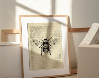 1899 Bee, Original Art Print, Print, Vintage, Page, Book, Book Page, Art, Upcycled, Gift