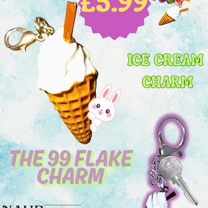 Ice Cream Charm | Customisable | Lobster Clasp
