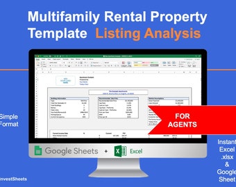 Multifamily Rental Property Listing Analysis Template for Agents - Multifamily, Apartments, Triplex's,  Duplex's, Single-Tenant Rental's