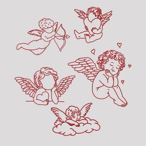 Angel embroidery design, Machine embroidery designs angel wings, Embroidery designs trendy, One line embroidery, Line art, Digital download