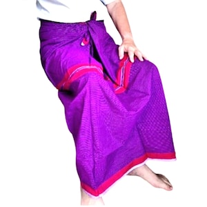 longyi for men, 100% cotton sarong, Burmese pants, purple striped, gift for men, comfy man’s skirt, pareo, dhoti