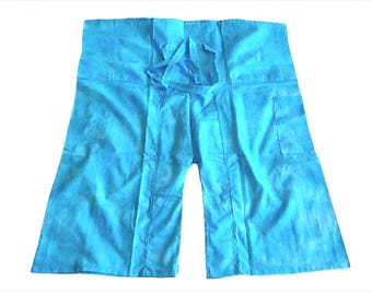 Thai Fisherman pants, soft light blue 100% cotton, unisex clothing, casual wear, spa vacation pants, yoga loose fit 2 tone, bikini cover up