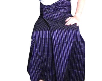 sarongs for men, black and purple striped, 100% heavy cotton, longyi Myanmar clothing, traditional