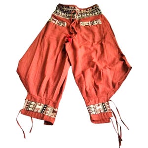 Women's Drop Crotch Harem Pants, Hill Tribe, Orange 100% Cotton Trousers, Hippie style, Gift for her, Ethic Clothing, Aladdin baggy image 1