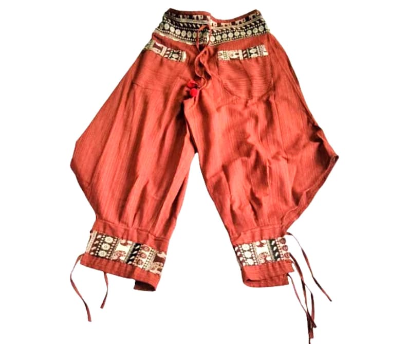 Women's Drop Crotch Harem Pants, Hill Tribe, Orange 100% Cotton Trousers, Hippie style, Gift for her, Ethic Clothing, Aladdin baggy image 1