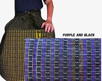 Sarong a righe nere e viola da uomo - Longyi Dhoti tradizionale per abbigliamento casual - Gonna comoda in cotone