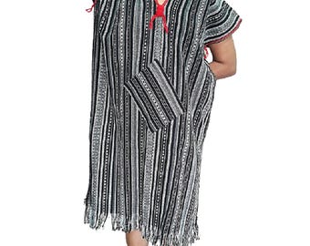 Handmade Thai Cotton Dress: Striped Hill Tribe Ethnic Clothing, hippie