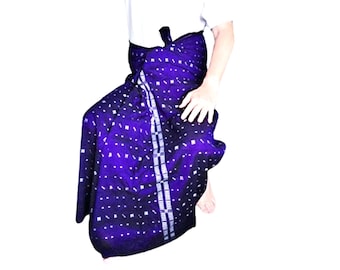 Sarong de algodón tejido a mano: Longyi morado y blanco, ropa tradicional masculina, ropa de boda para hombres