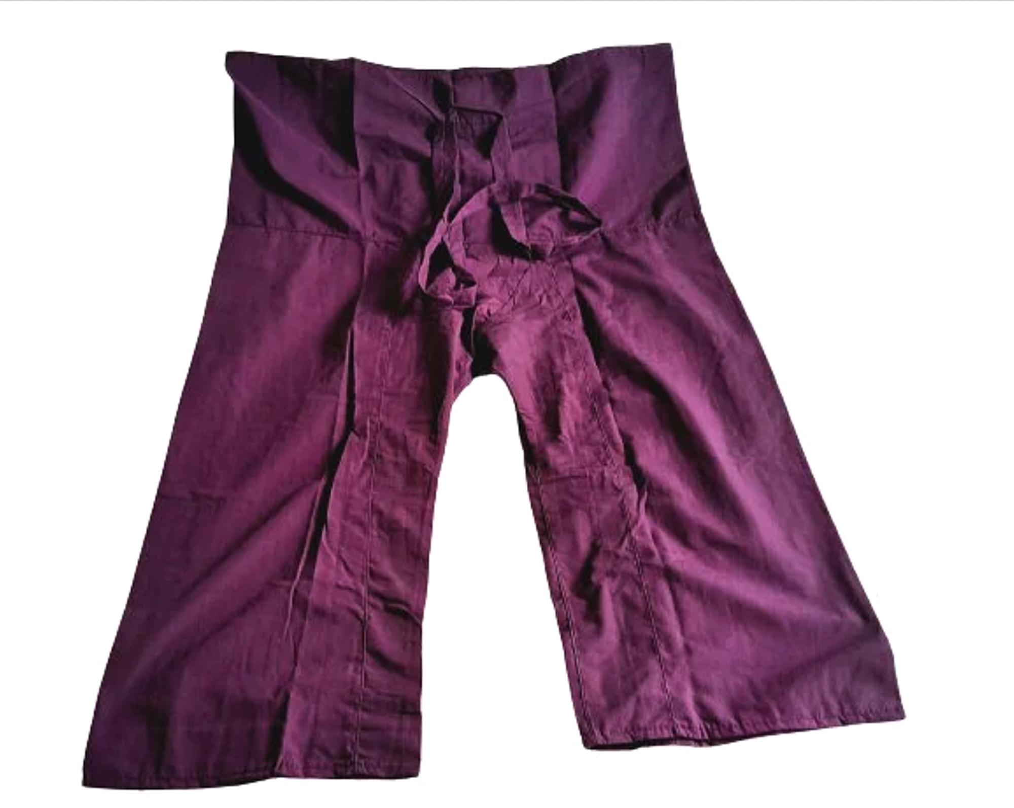 Thai Fisherman Pants, Wrap Pants, Dark Purple Mango Stein, Cotton