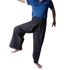 Thailändische Fischerhose, schwarze Yogahose, Übungswickelhose, lässige Urlaubsstrandkleidung, Unisex-Massage-Spa-Hose,