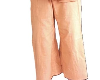 Sandstone Orange Cotton Linen Thai Fisherman Pants: Unisex Yoga Wear, wrap pants, casual gift