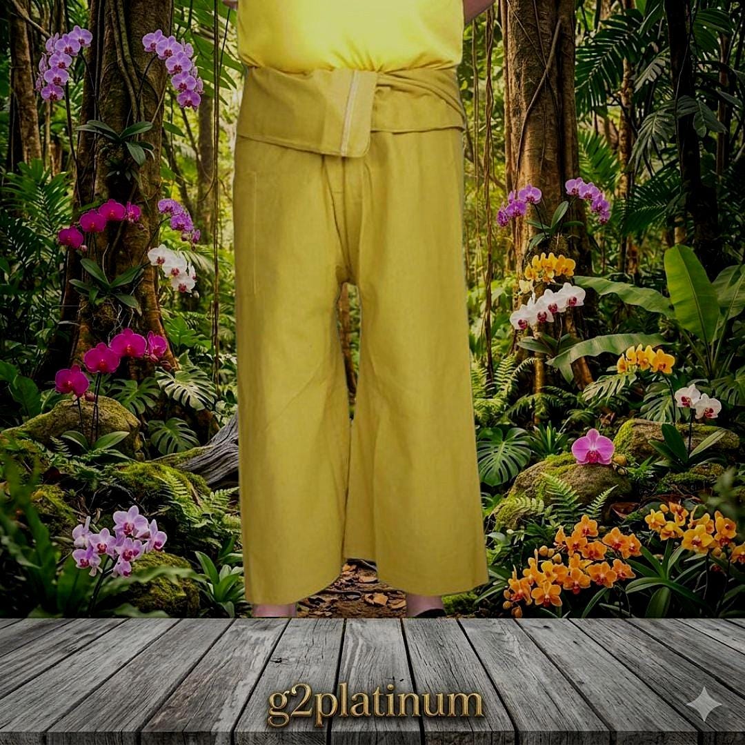 Cotton Linen Thai Fisherman Pants: flaxon Brown Unisex Yoga Tai Chi, lounge wear, pajamas,
