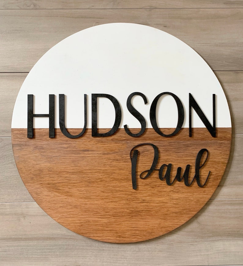 18in Round Laser Cut Name Sign for Nursery - Etsy