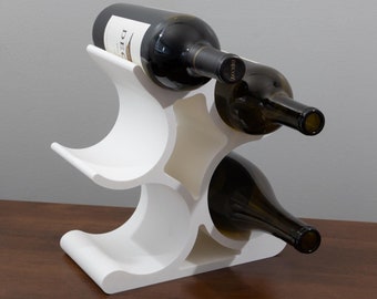 Custom Wine Bottle Stand Black or White Perfect Housewarming Gift for Wine Lovers Rack Holds 5 Bottles