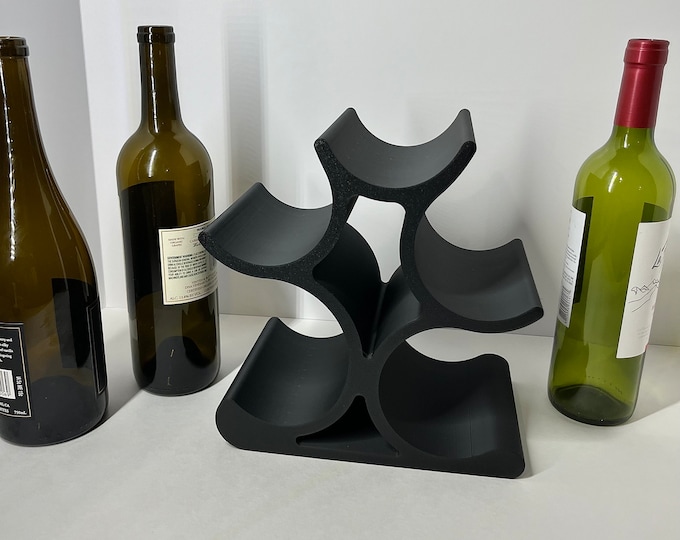 Custom Wine Bottle Stand Perfect Housewarming Gift for Wine Lovers Rack Holds 5 Bottles