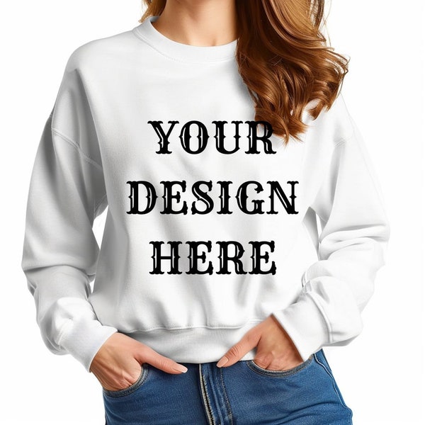 jerzees mockup jerzees sweatshirt printify mockup long sleeve mockup white jerzees crewneck mockup mom jerzees