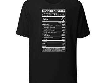 Leo Tee Zodiac Sign Nutrition Facts