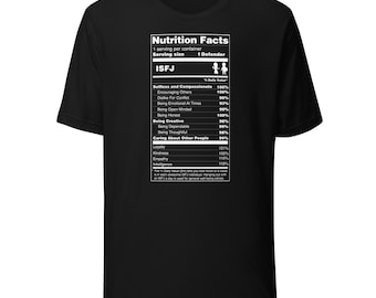 ISFJ Shirt The Defender Personality Nutrition Facts