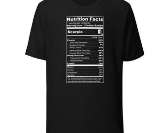 Scorpio Tee Zodiac Sign Nutrition Facts