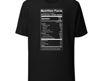 Gemini Tee Zodiac Sign Nutrition Facts