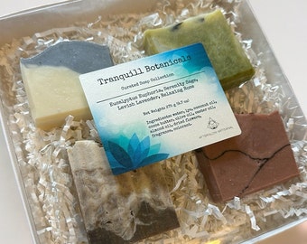 Tranquill Botanicals: Curated Soap Collection - Eucalyptus Euphoria, Serenity Sage, Lavish Lavender, Relaxing Rose