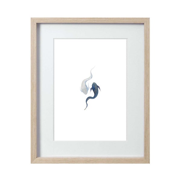 Yin and Yang Art | Ocean Moon Spirit | Painting | Koi Fish | Mystical | Neutral Decor | Avatar | Printable Art | Instant Download