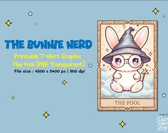 Kawaii Bunny Printable T-shirt | Bunny Tarot – The Fool | (PNG Transparent)