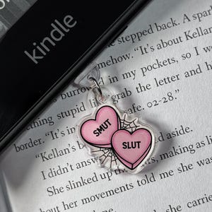 Smut Hearts Kindle Charm | USB-C Charm | Phone Charm | Kindle Accessories | Booktok Accessories | Book Worm | Gothic | Bookish Charm